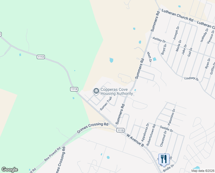 map of restaurants, bars, coffee shops, grocery stores, and more near 4102 Janelle Drive in Copperas Cove