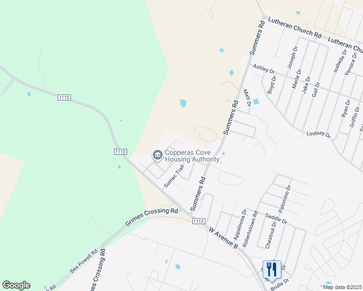 map of restaurants, bars, coffee shops, grocery stores, and more near 610 Bermuda Street in Copperas Cove