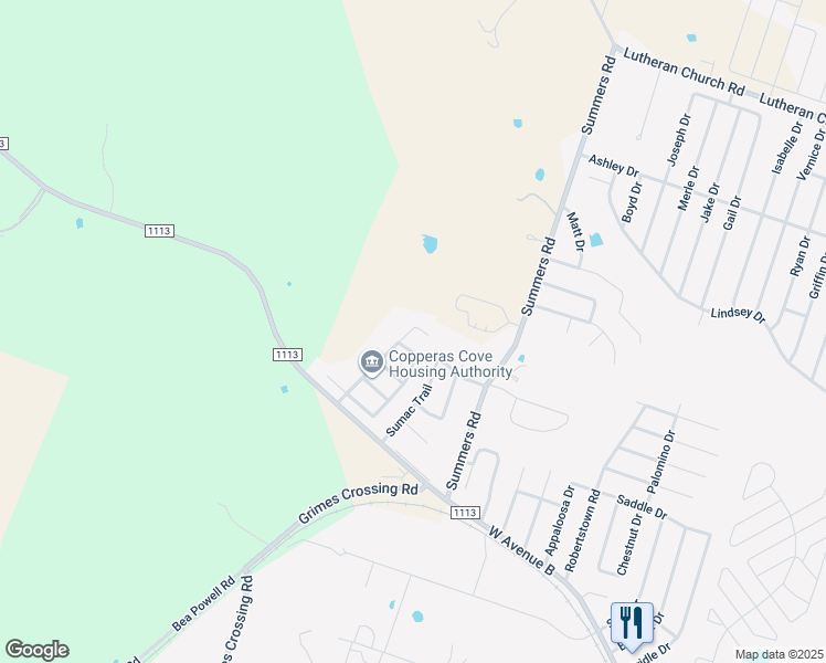 map of restaurants, bars, coffee shops, grocery stores, and more near 610 Bermuda Street in Copperas Cove