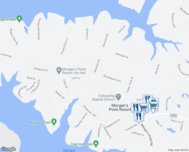 map of restaurants, bars, coffee shops, grocery stores, and more near 6 Sobrante Road in Belton