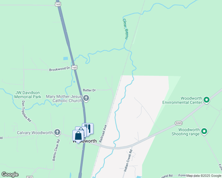map of restaurants, bars, coffee shops, grocery stores, and more near 65 Butler Drive in Woodworth