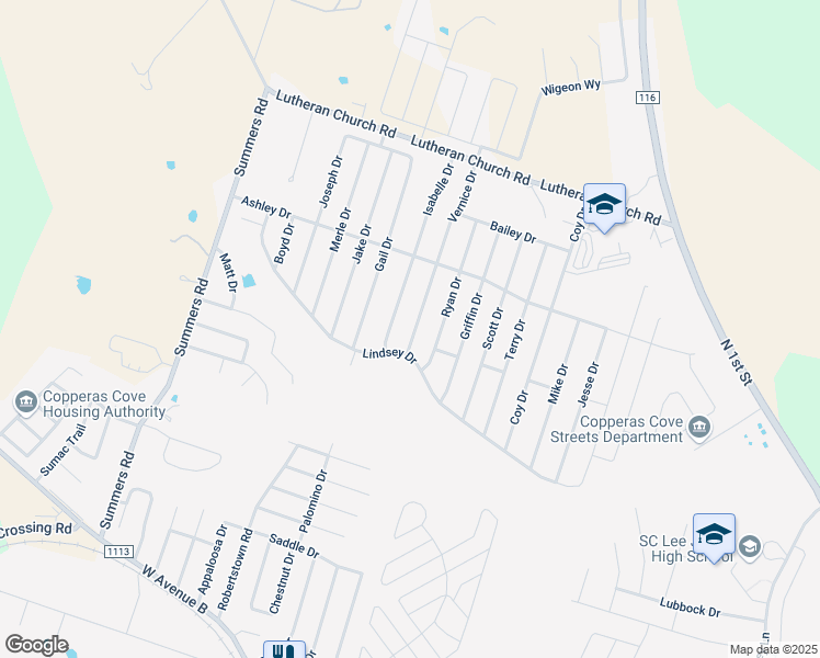map of restaurants, bars, coffee shops, grocery stores, and more near 2103 Vernice Drive in Copperas Cove