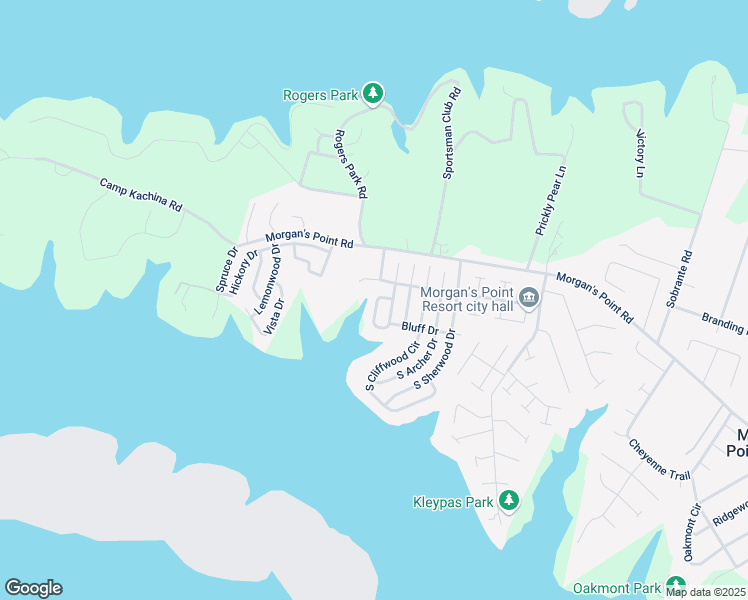 map of restaurants, bars, coffee shops, grocery stores, and more near 10 Robin Circle in Morgan's Point Resort