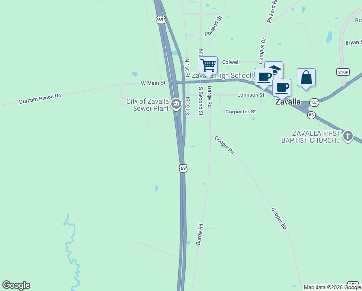 map of restaurants, bars, coffee shops, grocery stores, and more near in Zavalla