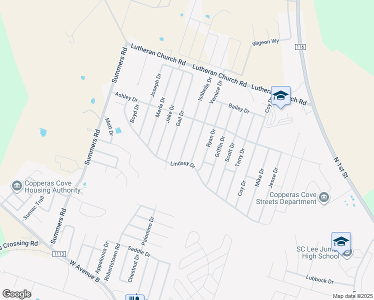 map of restaurants, bars, coffee shops, grocery stores, and more near 2103 Vernice Drive in Copperas Cove