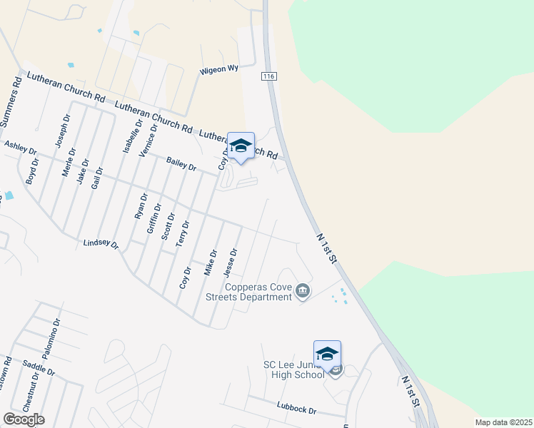 map of restaurants, bars, coffee shops, grocery stores, and more near 2308 Jesse Drive in Copperas Cove