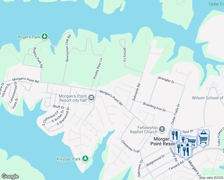 map of restaurants, bars, coffee shops, grocery stores, and more near 32 Riverstone Parkway in Belton