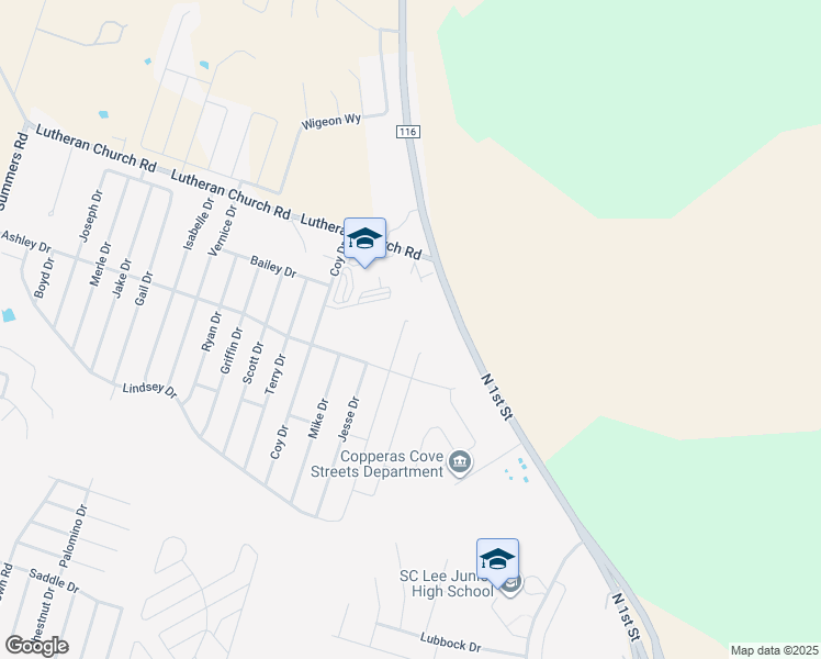 map of restaurants, bars, coffee shops, grocery stores, and more near 2308 Jesse Drive in Copperas Cove