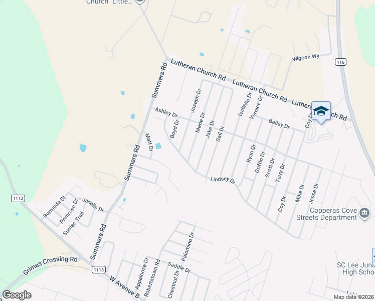 map of restaurants, bars, coffee shops, grocery stores, and more near 2104 Joseph Drive in Copperas Cove