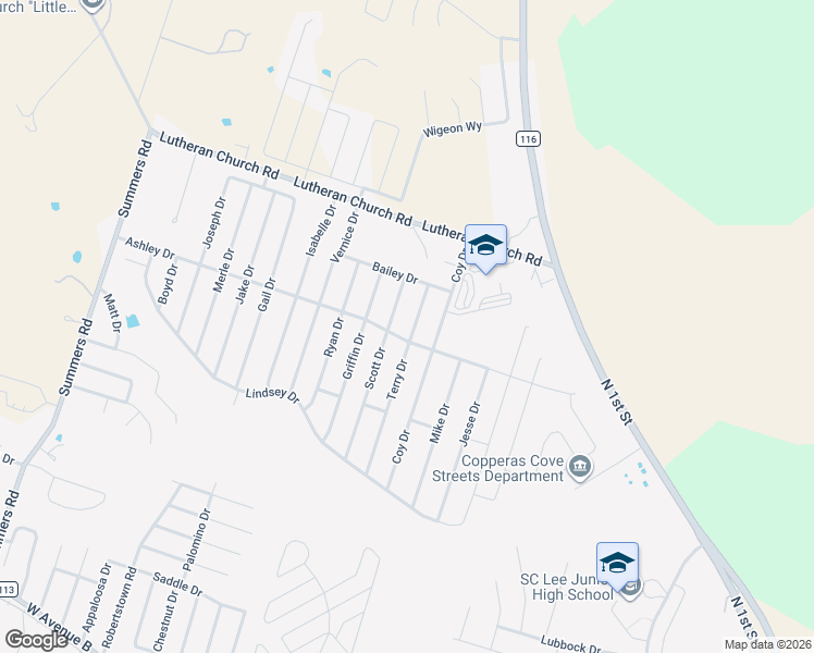 map of restaurants, bars, coffee shops, grocery stores, and more near 2403 Terry Drive in Copperas Cove
