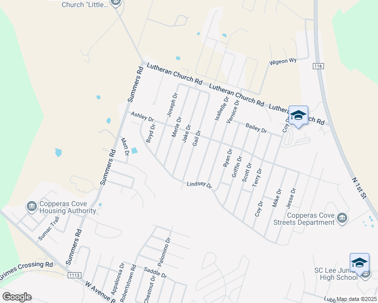 map of restaurants, bars, coffee shops, grocery stores, and more near 2203 Gail Drive in Copperas Cove
