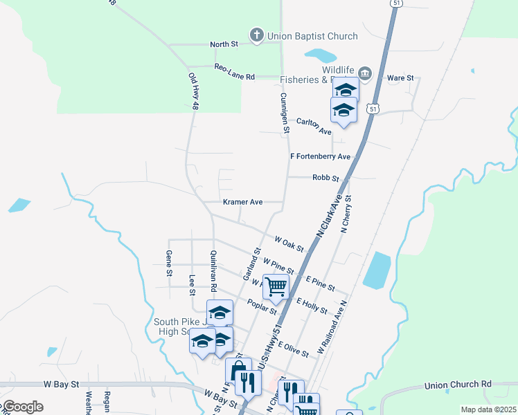 map of restaurants, bars, coffee shops, grocery stores, and more near 315 Kramer Avenue in Magnolia