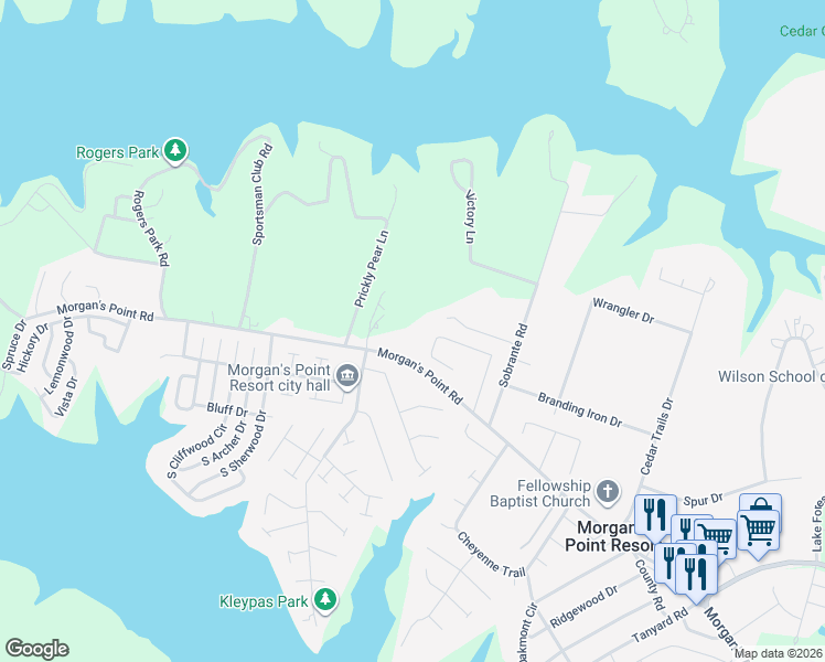 map of restaurants, bars, coffee shops, grocery stores, and more near 32 Riverstone Parkway in Belton