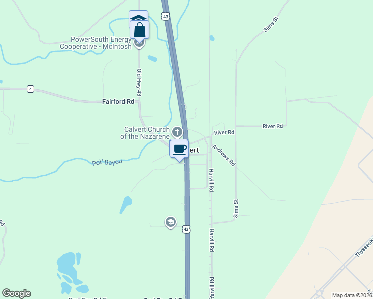 map of restaurants, bars, coffee shops, grocery stores, and more near in Calvert