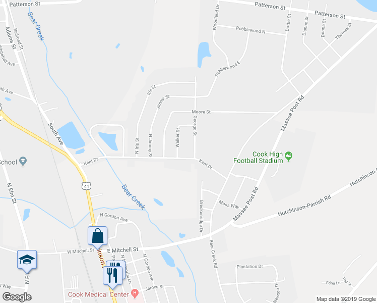 map of restaurants, bars, coffee shops, grocery stores, and more near 1501 George Street in Adel