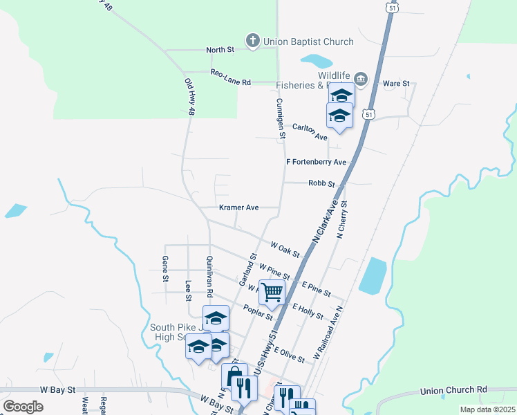 map of restaurants, bars, coffee shops, grocery stores, and more near 315 Kramer Avenue in Magnolia