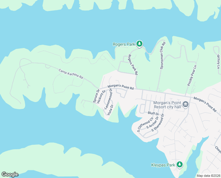 map of restaurants, bars, coffee shops, grocery stores, and more near Hickory Drive in Morgan's Point Resort