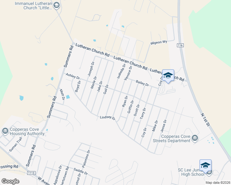 map of restaurants, bars, coffee shops, grocery stores, and more near 2208 Isabelle Drive in Copperas Cove