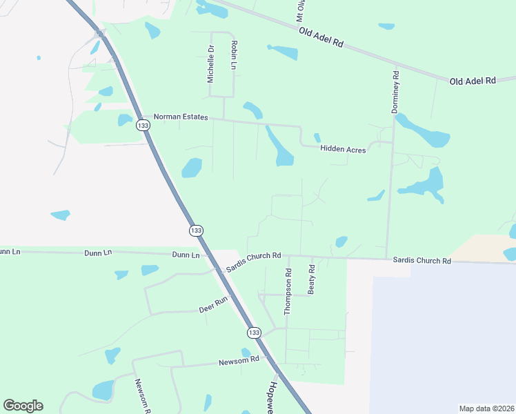 map of restaurants, bars, coffee shops, grocery stores, and more near Stephenson Lane in Moultrie