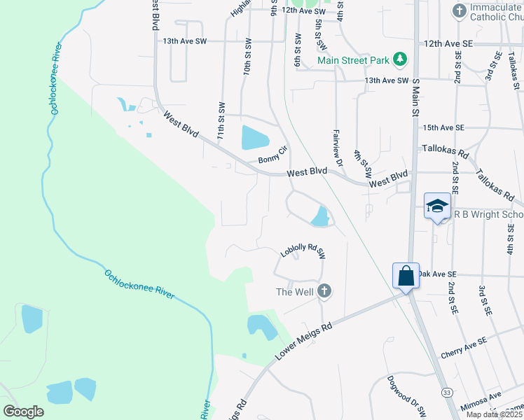 map of restaurants, bars, coffee shops, grocery stores, and more near 1718 Gatewood Circle in Moultrie