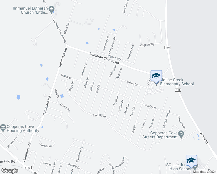 map of restaurants, bars, coffee shops, grocery stores, and more near 2404 Isabelle Drive in Copperas Cove