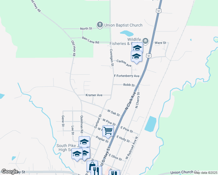 map of restaurants, bars, coffee shops, grocery stores, and more near 945 Cunnigen Street in Magnolia