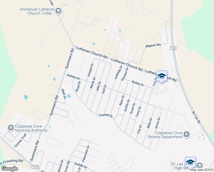 map of restaurants, bars, coffee shops, grocery stores, and more near 2402 Gail Drive in Copperas Cove