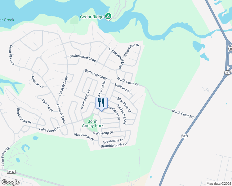 map of restaurants, bars, coffee shops, grocery stores, and more near 133 Buckskin Loop in Belton