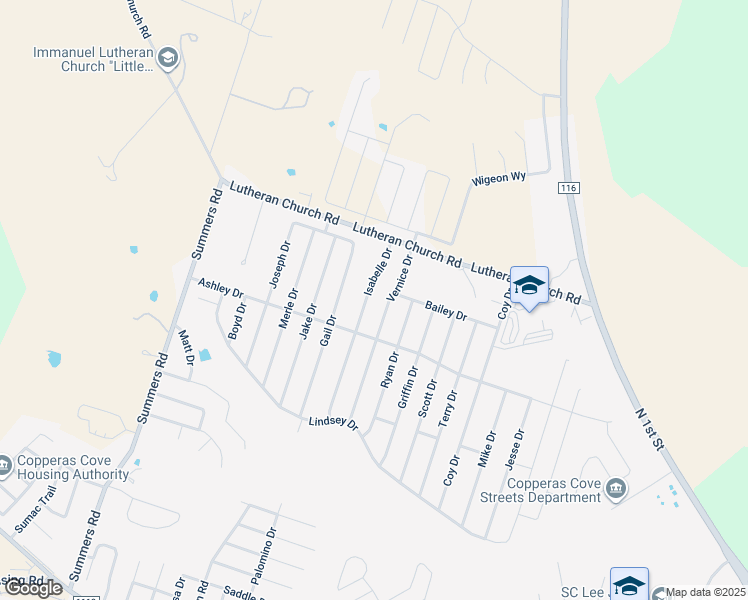 map of restaurants, bars, coffee shops, grocery stores, and more near 2414 Isabelle Drive in Copperas Cove