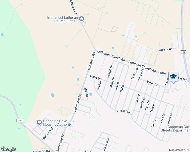 map of restaurants, bars, coffee shops, grocery stores, and more near 2904 Ashley Road in Copperas Cove