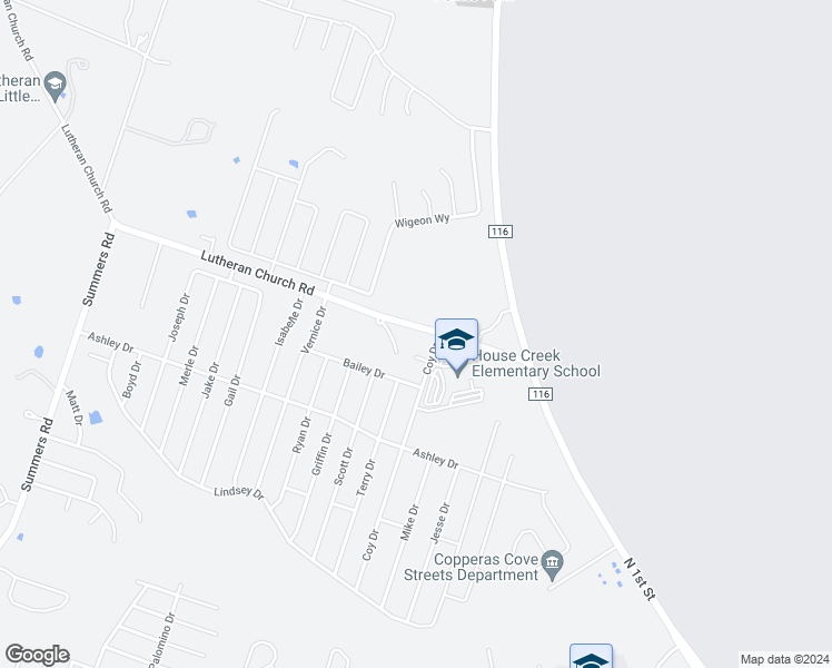 map of restaurants, bars, coffee shops, grocery stores, and more near 461 Lutheran Church Road in Copperas Cove