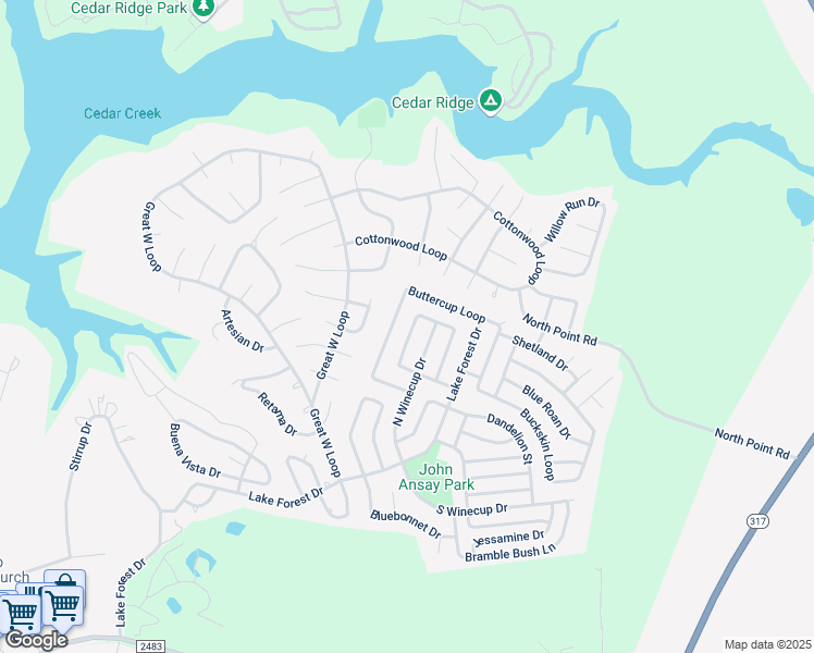 map of restaurants, bars, coffee shops, grocery stores, and more near 33 Golden Poppy Loop in Morgan's Point Resort