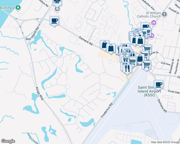 map of restaurants, bars, coffee shops, grocery stores, and more near 160 Saint Andrews in St. Simons Island