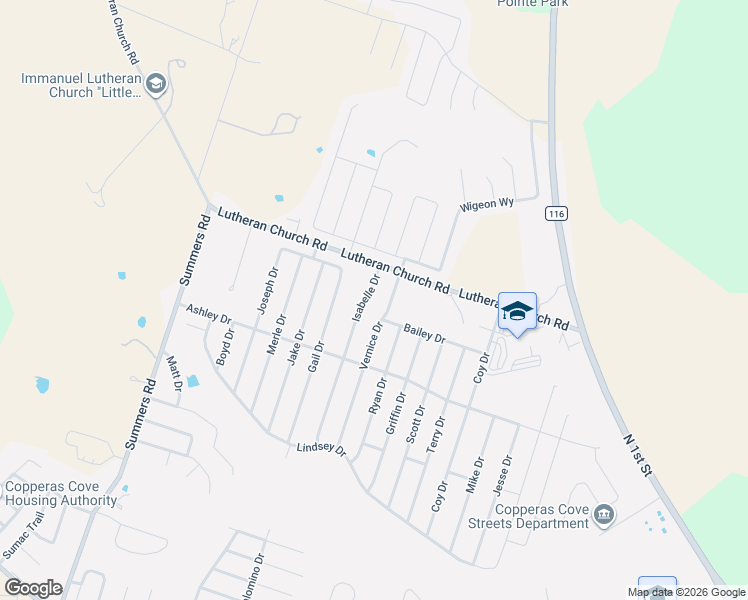 map of restaurants, bars, coffee shops, grocery stores, and more near 2508 Isabelle Drive in Copperas Cove