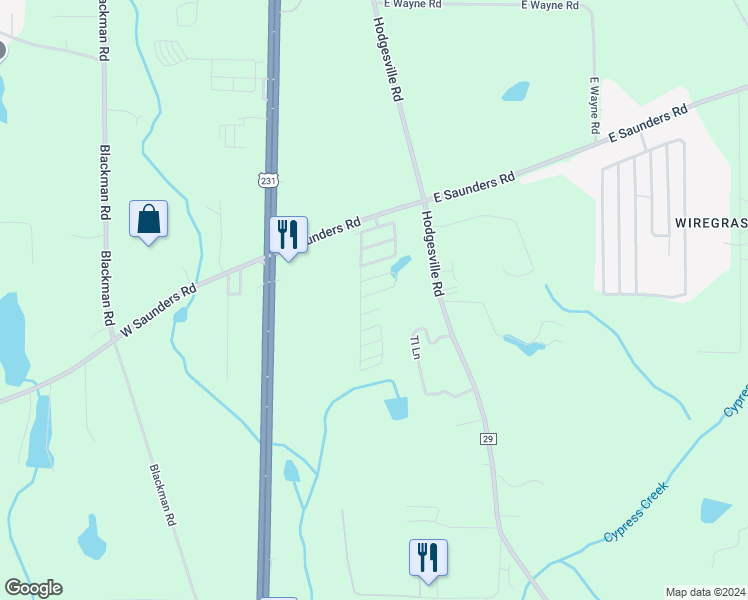 map of restaurants, bars, coffee shops, grocery stores, and more near 386 East Saunders Road in Dothan