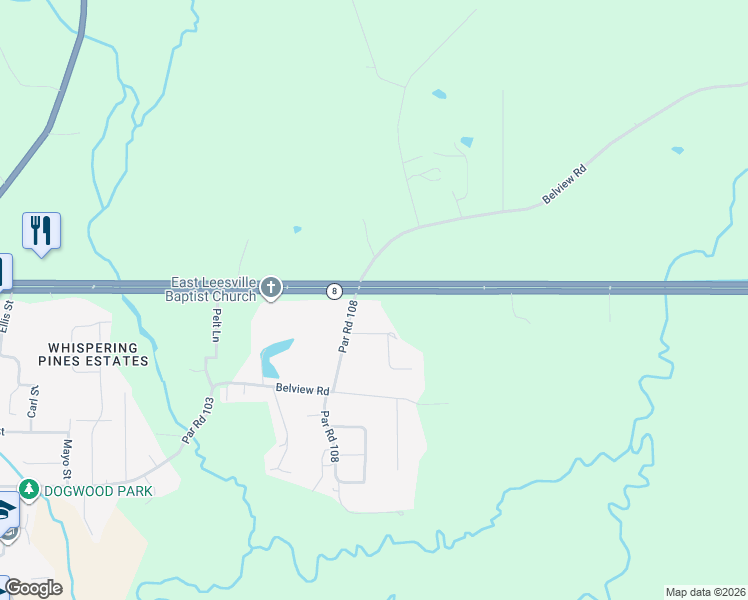 map of restaurants, bars, coffee shops, grocery stores, and more near 292 Alexandria Highway in Leesville