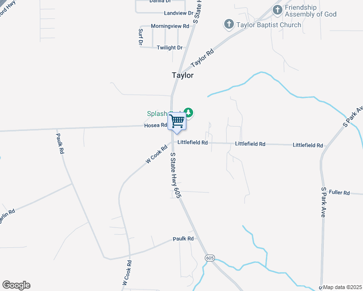 map of restaurants, bars, coffee shops, grocery stores, and more near 771 Littlefield Road in Taylor