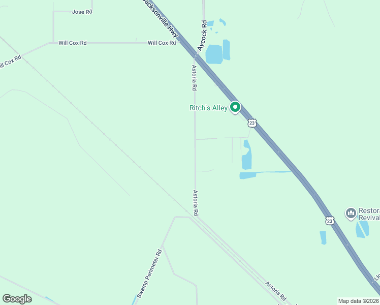 map of restaurants, bars, coffee shops, grocery stores, and more near 1660 Astoria Road in Waycross