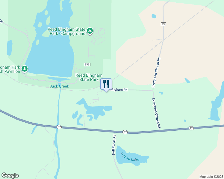 map of restaurants, bars, coffee shops, grocery stores, and more near Reed Bingham Road in Adel