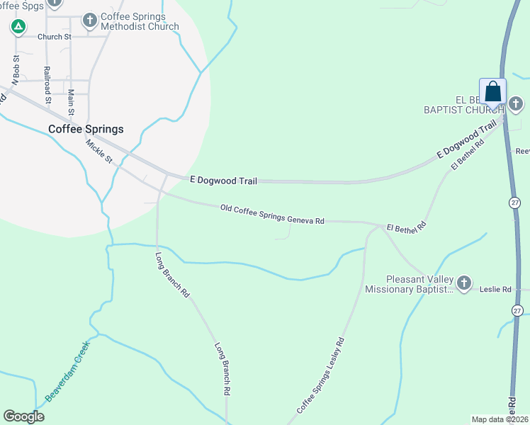 map of restaurants, bars, coffee shops, grocery stores, and more near 799 County Road 40 in Coffee Springs