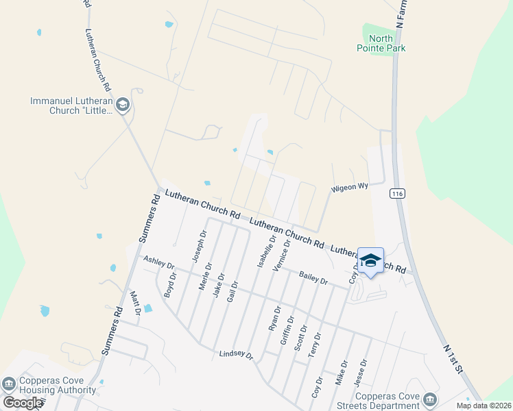 map of restaurants, bars, coffee shops, grocery stores, and more near 2706 Joseph Drive in Copperas Cove