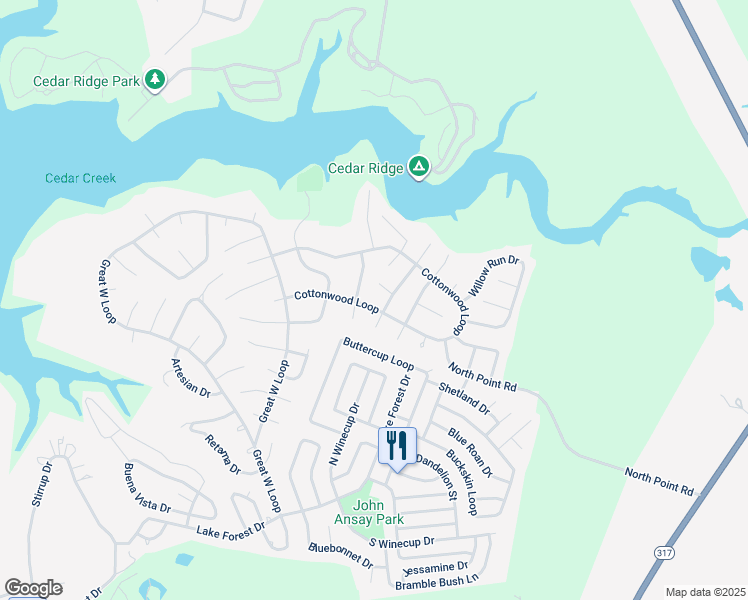 map of restaurants, bars, coffee shops, grocery stores, and more near 19 Cottonwood Loop in Belton