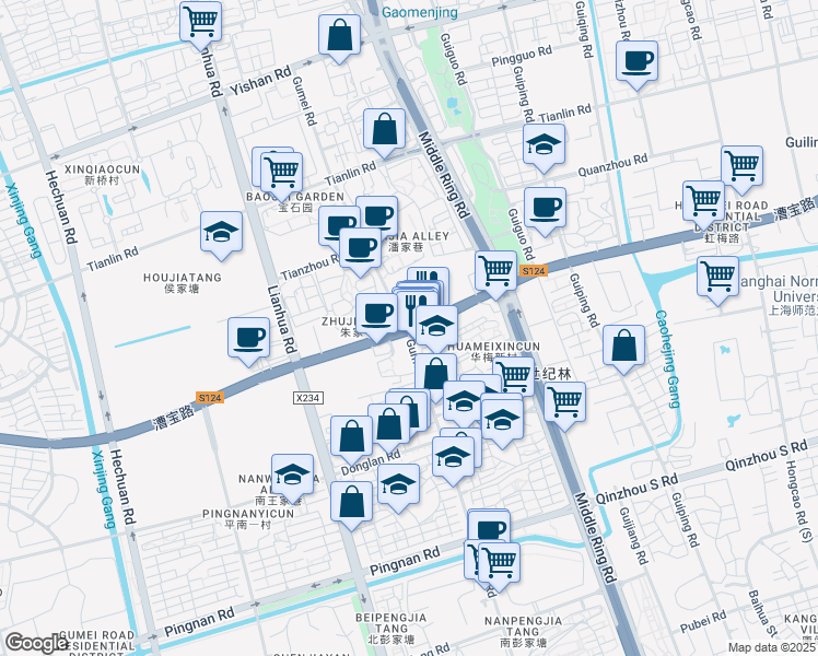 map of restaurants, bars, coffee shops, grocery stores, and more near in 