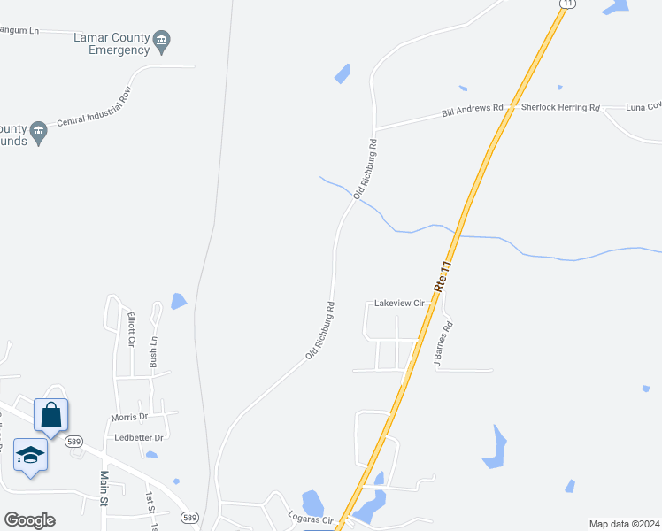 map of restaurants, bars, coffee shops, grocery stores, and more near 528 Old Richburg Road in Purvis