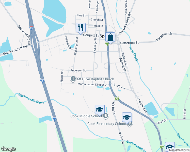 map of restaurants, bars, coffee shops, grocery stores, and more near 407 South College Street in Sparks
