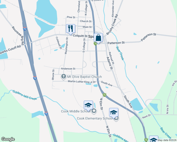 map of restaurants, bars, coffee shops, grocery stores, and more near 407 South College Street in Sparks