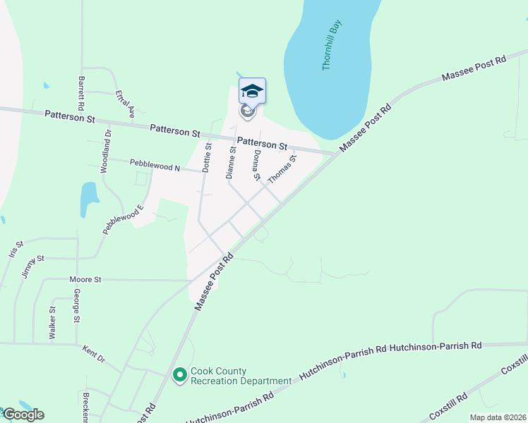 map of restaurants, bars, coffee shops, grocery stores, and more near 2601 Massee Post Road in Adel