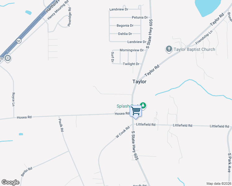 map of restaurants, bars, coffee shops, grocery stores, and more near 180 Kendall Lane in Taylor