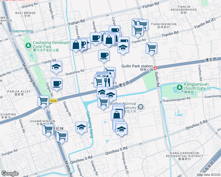 map of restaurants, bars, coffee shops, grocery stores, and more near in 