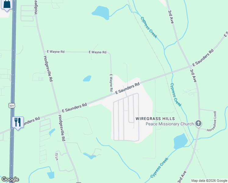 map of restaurants, bars, coffee shops, grocery stores, and more near 1063 East Saunders Road in Dothan